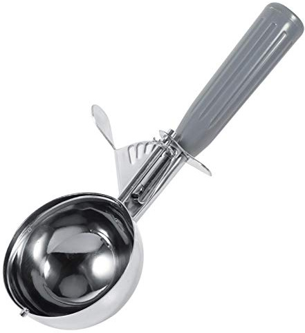 GOTOTOP Stainless Steel Ice Cream Spoon Fruit and Vegetable Spoons Tool Non-Stick Anti-Freeze Spoon Melon Baller Scoop Kitchen Food Scoop with Trigger and Handle for Fruit, Mashed Potato(6.5CM)