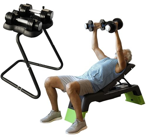 Lifepro Soporte de mancuernas ajustable para PowerFlow y Powerflow Plus juego de mancuernas ajustables, soporte ajustable para mancuernas para mayor comodidad y seguridad al entrenar, soporte de pesas