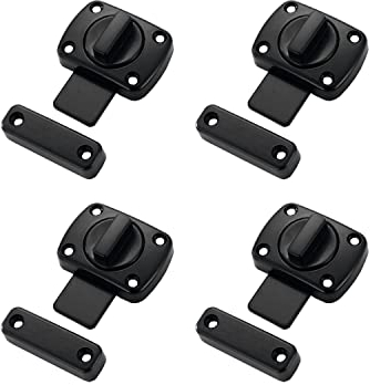 LIKERAINY Cerraduras de Puerta 55x40mm del Baño Pestillo Perno Giratorio Cerrojo Pestillos Aleación de Zinc para Puertas Muebles Ventana y Armario Negro Mate 4 Pieza