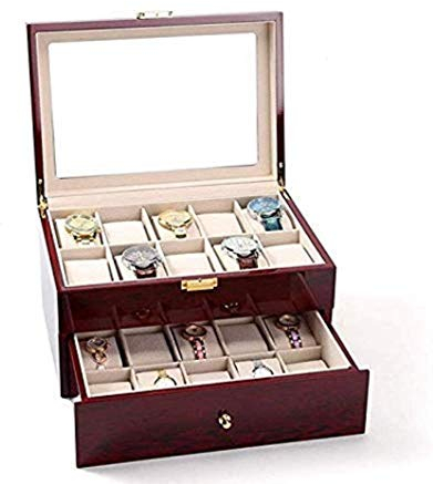 MUSUMI Uhrenaufbewahrungsbox Uhrenbox Uhrenbox aus Holz Verpackungsbox Glas Schiebedach Uhrenbox Brillenbox Schmuckschatulle Mode