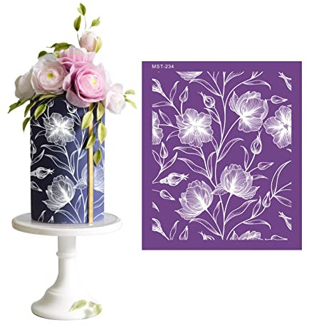 Torten Schablonen Kuchen Dekoration Schablonen Spitze Fondant Zubehör,Blumen kuchenvorlagen DIY Buttercreme Schablon Floral Spitze Kuchen Backen Schablonen für Geburtstag Hochzeit Kuchendekoration