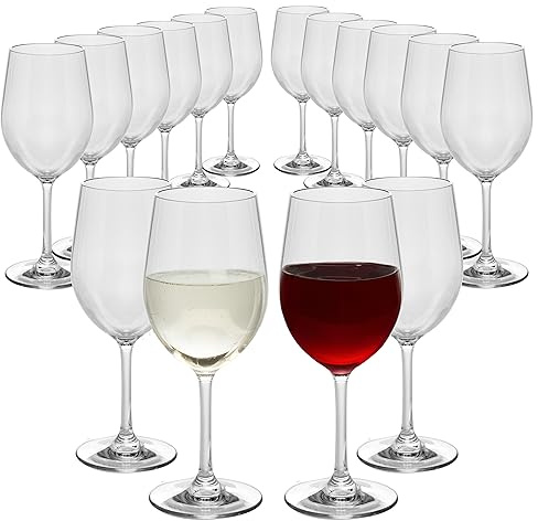 D'Eco Unbreakable Tritan Stemmed Wine Glasses, 12 oz (Set of 16) - Shatterproof, Crystal-Clear, BPA-Free Tumblers – Indoor & Outdoor Cups Great for Parties & Entertaining - Mothers Day Gift for Mom
