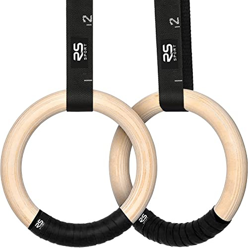 RS SPORT Calisthenics-Ringe, Gymnastikringe aus Holz, professionelle Fitnessringe für Klimmzüge, Freikörpertraining, Heimgymnastik, Ring, Gym, Fitness, Crossfit und Street Workout