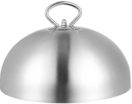 Angoily Burger-kuppel Runde Basting-kuppel Tellerabdeckungen Für Essteller Steak-Abdeckung Edelstahlglocke Burger Kuchenglocke Dampfender Deckel Cloche-plattenabdeckung Schwer Warme Platte