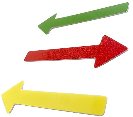 GRAFBURG - Bunte wiederverwendbare Pfeile (Aufkleber) / Klebepfeile - 15 Stück - 6 cm lang - Farben: rot - gelb - grün > perfekt für nicht magnetische Untergründe