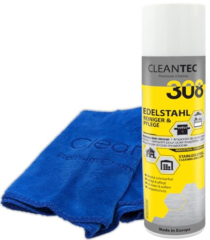 CleanTEC Edelstahl Reiniger & Pflege 500ml auch Chrom und Alu Innen und Aussen schmierfrei