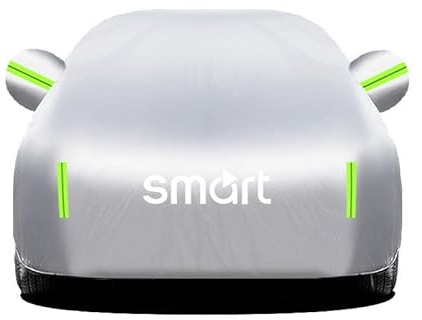 QCHIAN Autoabdeckung für Smart Fortwo Cabrio (A 450) 2000-2006, Auto Abdeckplane wasserdichte Hagelschutz Atmungsaktiv, Allwetter-Vollgarage Autogarage Abdeckung Staubdicht UV-Schutz,B Silver