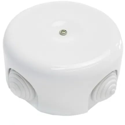 OASHISU Caja de derivación de porcelana para instalaciones de 4 salidas. Cubre cables y cubrecables de cerámica color blanco, diámetro 90 mm, profundidad 44 mm