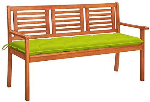ARKEM 3-Sitzer-Gartenbank mit Auflage 150 cm Massivholz Eukalyptus Gartenbank Wetterfest Holzbank Rustikal