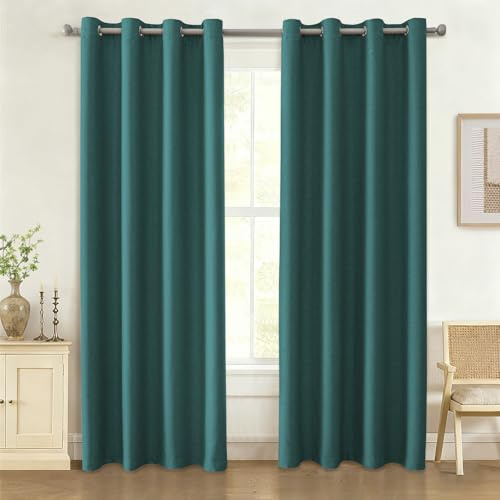 Ystyle Tenda Oscurante per Interni 2 Pezzi, 140×180 CM, Verde | Tenda con Anelli Effetto Lino Moderne, Tenda Termica Isolante Freddo e Caldo, da Soggiorno Letto Cameretta Bambina