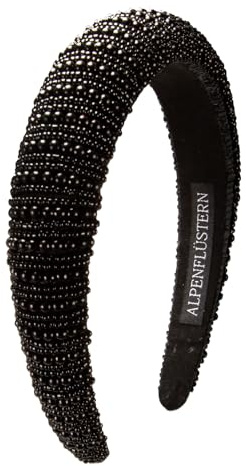 Alpenflüstern Trachten-Haarreif Perlen - Damen Haarschmuck geflochten, Haarband rutschfest fürs Dirndl (schwarz) ADV137