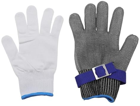 Anti-Schneide-Handschuhe, Güteklasse 5, Edelstahl, Anti-Arbeitsschutz, Gartenarbeit, Sicherheit Und Schutz, Stahldraht-Handschuhe (Color : M)