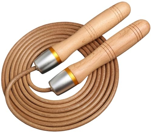Lipfer Verstellbares Springseil Aus Leder, Holzgriff Und Drehlager-Design, Geeignet Für Fitness-einrichtungen Und Heim-Fitness-übungen