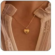 Irikdescia 18K förgyllt hjärta halsband damer, gyllene kedja med hänge, elegant halsband damer guld, kedjor med hänge modesmycke för kvinnor och flickor