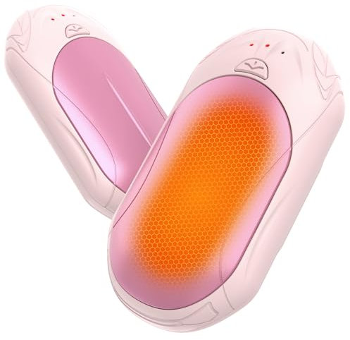 BOSONER Electric Hand Warmers Rechargeable: 2 Pack 6000mAh USB Hand Warmer Reusable - Portable Pocket Heater Electronic Handwarmers - Tech Gifts for Women Men Gadgets (Pink, One Size)