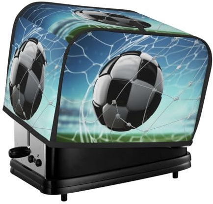 Soccer Network Toaster-Abdeckung, 2 Scheiben, Küche, kleine Geräte, Abdeckungen mit Taschen, Toaster, Staubschutz mit Griff oben, waschbar, universelle Brotbackmaschinen-Abdeckung für Küche