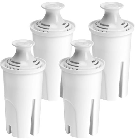 Filtro dell'acqua di ricambio per brocche e pannolini Brita, confezione da 4 filtri per l'acqua adatti per Brita OB03, Classic 35557, Mavea 107007