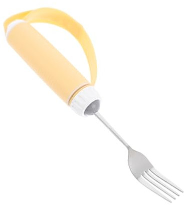 Beaupretty Tenedor Portátil con Diseño Giratorio de 360° para Mayores Resistente Fácil de Agarrar Mango de Acero Inoxidable sin Tpe Color Amarillo