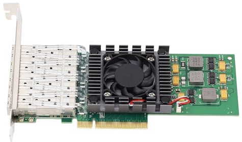 Yanmis Carte Réseau Serveur PCIe X8 10 Gbit/s avec Port Fibre Quad SFP28 LC, Chipset BCM57840, Indicateur LED, Paramètre IP Mac Indépendant, Server, SUSE, pour Red Hat