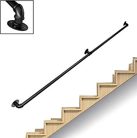 Industrierohr Handlauf für Zuhause Indoor Loft Wand gegen alten Kindergarten Griff Schwarz (1,2 m) 3 m Einheitsgröße