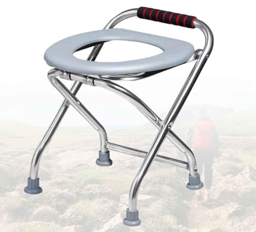 Camping Toilettensitz, Toilettenstuhl Für Senioren mit Rutschfestem Griff, WC Stuhl for Wandern, Angeln, Gartenarbeiten, Badezimmerdusche, 350 Pfund Tragkraft