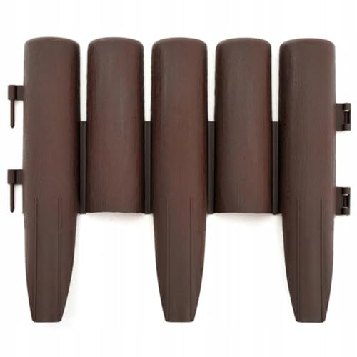 KRUMAD Rasenkante Kunststoff Holzoptik, 10 Stück Set 2,8 Meter, Höhe 24 cm, Beeteinfassung Garten, Flexible Beetumrandung, Witterungsbeständig, UV- & Frostfest, Einfacher Aufbau, Braun
