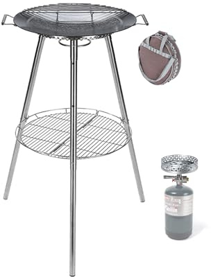 CAMPINGMOON Skottle Grill Cooking System Kit 18 inch Carbon Steel Pan Adjustable Legs Portable Camp Cooking Gear with Carry Bag (Skottle propane stove set)