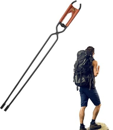Zuasdvnk Pinze per caminetto, bastone da attizzatoio in metallo, strumenti per camini da campeggio, pinzette per tronchi all'aperto, accessori portatili per terrazza del cortile