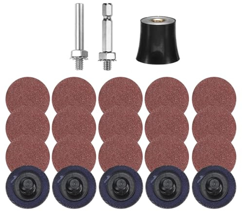 sourcing map 23pcs Quick Change Discs Set 1 Roll Lock Sanding Discs with 1/4 Shank Pad Holder 120 Grit Surface Conditioning Disc for Polish Rust Removal