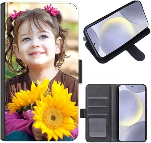 EKAM Personalised Phone Case for Samsung Galaxy A26 5G 6.7 Inch, Personalised Image/Picture/Photo Custom Design on Leather Wallet Magnetic Side Flip Folio Phone Cover With Card Slots
