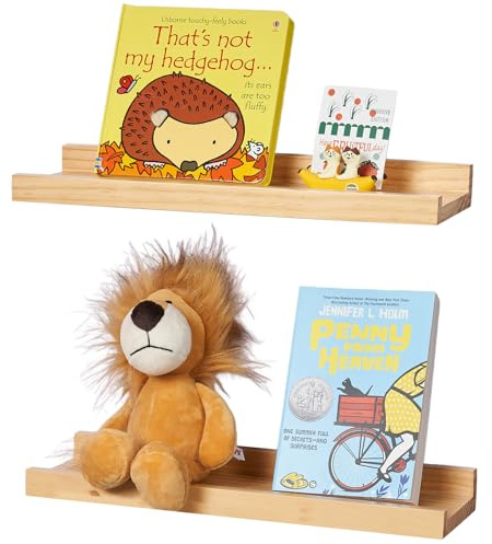 ShunpuBF Wandregal Holz,30cm Rustikale Wandregal Kinderzimmer mit Lippe 2 Stück Gewürzregal Wand für Schlafzimmer, Wohnzimmer, Bad, Küche, Bücherregal Wand(Natural)
