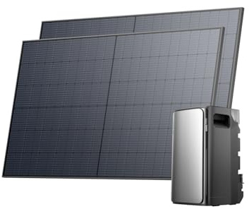 ECOFLOW Kit solaire de STREAM Pro, batterie 1,92 kWh avec panneaux solaires rigides 500W*2, 3 entrées solaires MPPT 2300 W, ports CA doubles 2300 W, batterie tout-en-un avec onduleur, plug & play