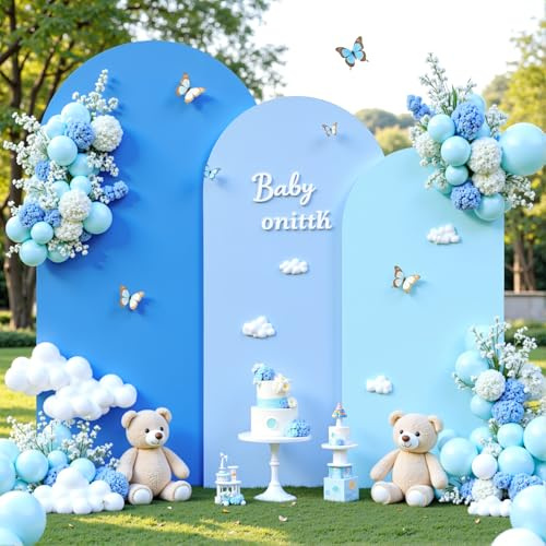 Blauer Bogenhintergrund, Set mit 90-122 cm, 152 cm, 182 cm, dehnbarer Hintergrund, Spandex, Hochzeitsbogenständer, Abdeckungen für Geburtstag, Party, Babyparty, Hochzeit, Brautparty | Hintergrund Spandex Hochzeit Bogen Ständer Abdeckungen für Geburtstag Party Baby Shower Hochzeit Brautdusche Foto Hintergrund