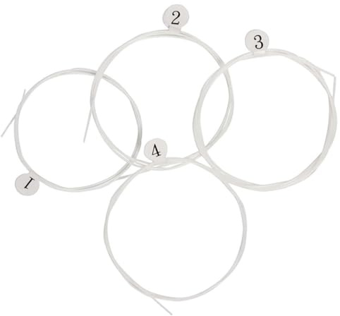 4 Stück Transparente Nylonsaiten für Ukulele, Ersatzsaiten | Weiß, Ausgewogene Spannung und Sustain, Austauschbar als Zubehör für Saiteninstrumente