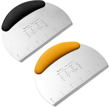 2pcs Semicircular Bench Scraper Cutter,Pastry Scraper with Non-Slip Ergonomic Handle,Stainless Steel Dough Cutter for Baking and Cooking