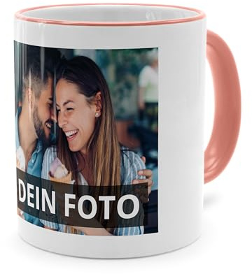 PhotoFancy® - Tasse mit Foto bedrucken lassen - Fototasse personalisieren – Kaffeebecher zum selbst gestalten (Rosa)