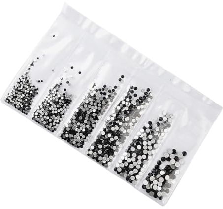 Healeved Gemas de Imitación Accesorios Manicura DIY 1364 Piezas para Decoración de Uñas Varios Tamaños Negro Mujeres Profesionales Uso Doméstico