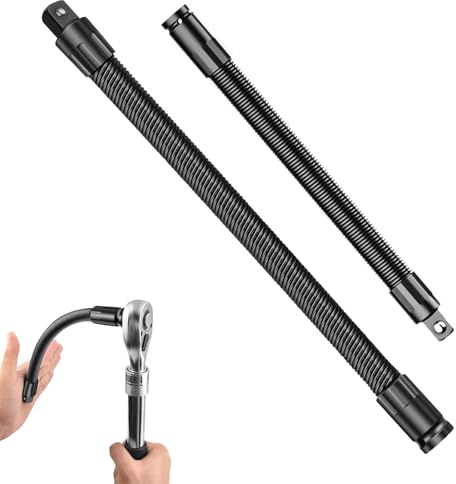 1/2 Flexible Shaft Extension Extender Torque Socket, Flexible Socket Extension Bar, Ratchet Spanner Flexible Extension Extender, Electric Wrench Torque Socket Extension for Automotive Repair (Mix)