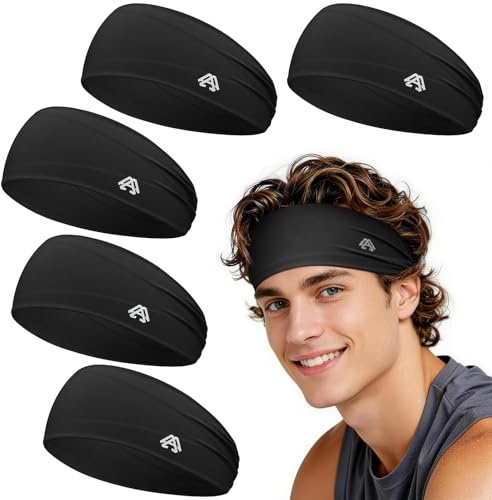 Awumbuk Cinta Pelo Deporte para Hombre, Color Negro, Pack de 5 Unidades