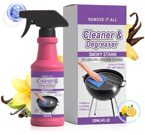 Spray Pulitore Griglie Potente Sgrassatore 120ml | Spray Detergente Da Forno E Griglia Per Rimuovere Grasso Bruciato Da Picnic, Barbecue All'Aperto, Cucina, Cappe, Piastre E
