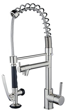 Beelee Professional Single Lever Chrome Spring Pre-Rinse Pull Out Sprayer Kitchen Taps, Commercial Deck Mounted Kitchen Pull Down Taps