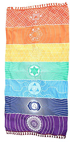 arc-en-ciel Chakra Tapisserie Serviette Tapis de yoga Châle Crème solaire Tapisserie Hippy Boho Gypsy par UShot