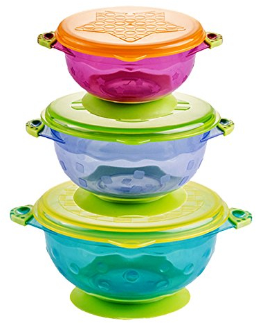 Xrten 3 Pcs Cuencos Infantiles con Tapa y Ventosa, Bols Antideslizante Bebé