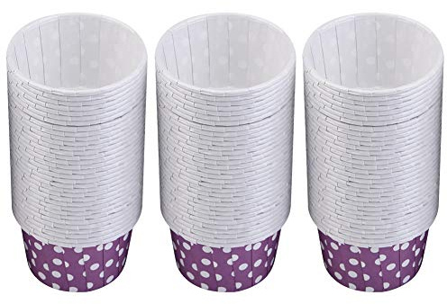 100PCS Papier de Doublures de Petit Gâteau Moules à Gâteau Résistants à La Chaleur Ronds de Tasses de La Catégorie Comestible Muffin Cases(point violet)