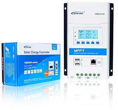 EPEVER MPPT Laderegler 30A 12 / 24V Auto Work max. PV 100 V Solar Panel Laderegler Regler Negative Erdung für AGM/Versiegelt/Überflutet/Gel/Lithium Batterie (TRIRON3210N)