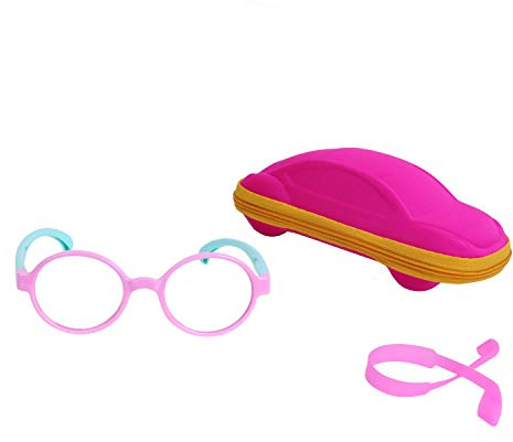 JoXiGo Bambini Occhiali Computer Anti Luce Blu Antiriflesso Anti UV Flessibili Gomma TR90 Montatura + Cinturino per Occhiali + Custodia