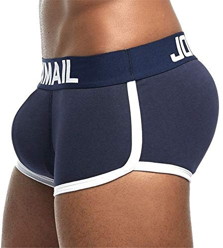 JOCKMAIL Ropa Interior para Hombre Sexy Boxeador con Almohadilla extraíble Ropa Interior de algodón para Hombre con Almohadilla Nalgas (M, Azul Marino)