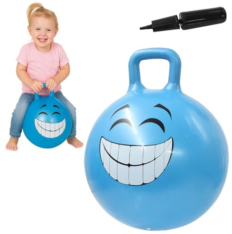 JAMARA 460458 Hüpfball Smile 450mm HoppyDoo - Spielzeug für Kinder, Hüpfspielzeug Baby Indoor/Outdoor, Geschenk für Kids, Gartenspielzeug, Bouncy, Pflegeleicht, BPA frei, mit Pumpe