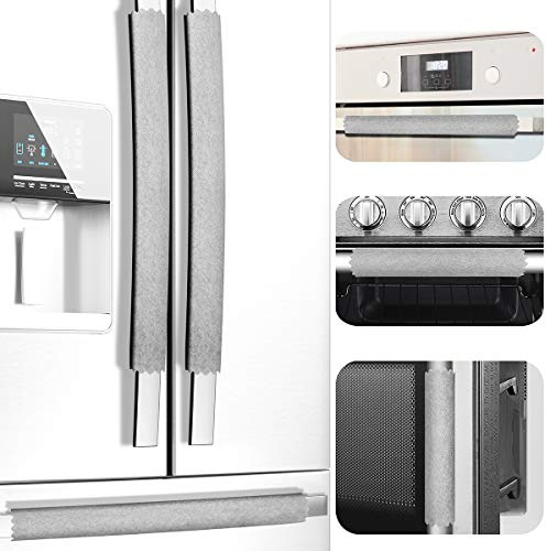 MRKG Refrigerator Door Handle Covers, 6 PCS, Sleek and Form-Fitting, Keep Your Kitchen Appliance Clean from Smudges, Drips, Food Stains, Oil (Grey)