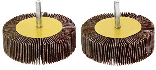 Utoolmart Schaftmontierte Lamellen-Räder mit Spanndorn mit 80 mm Schleifkopf, Schleifmittel, Schleifscheibe, Polieren, Rotationszubehör-Set zum Schleifen, 2 Stück